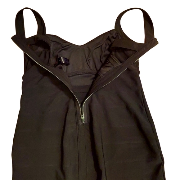 Vintage Torrid Strappy Back Zip Bandage Bodycon Dress In Black - Picture 12 of 16